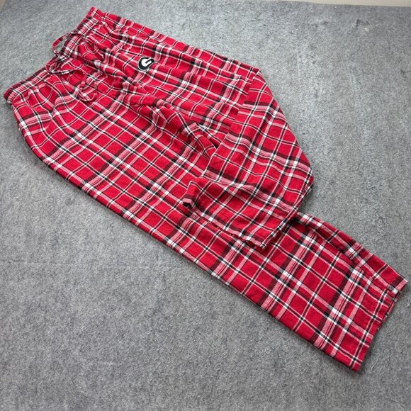Georgia Bulldogs Pajama Bottoms Sideline Apparel Men L Red Plaid 31" - Picture 1 of 16